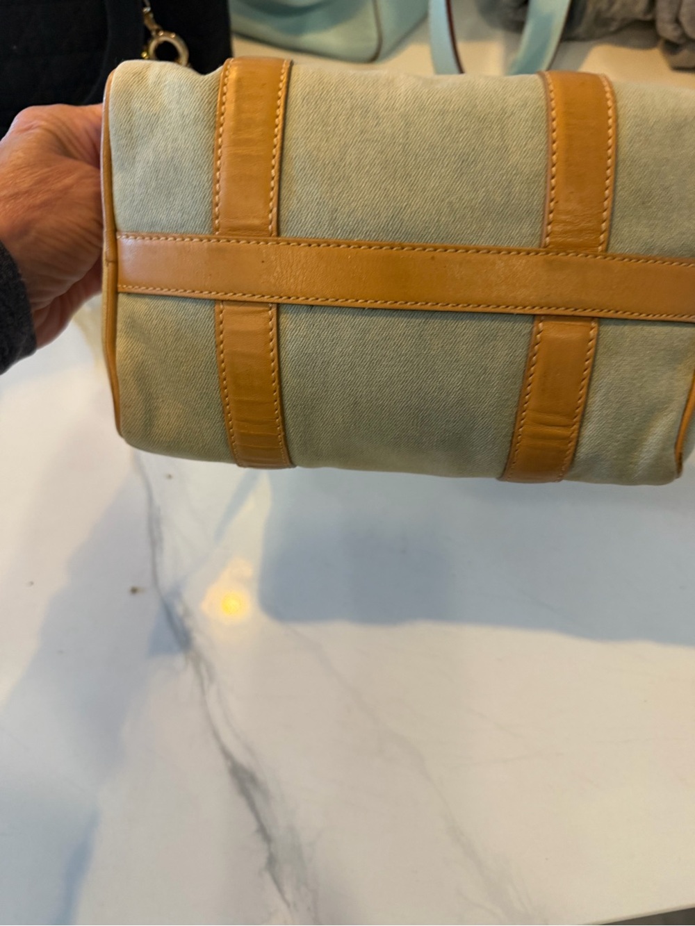 Dior Mini Canvas and Tan Leather Satchel - Beige/Tan - Picture 4 of 9